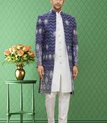 Men's blue embroidered sherwani