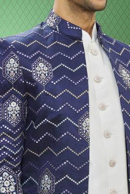 Men's blue embroidered sherwani 5