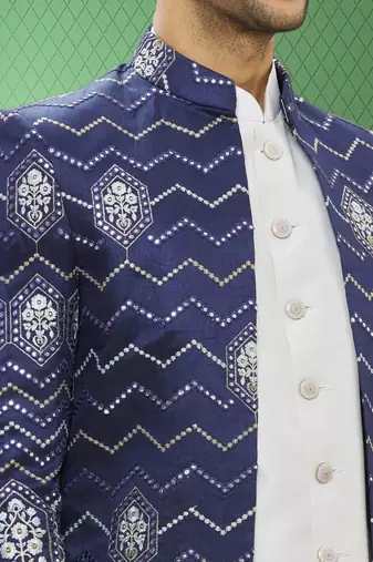 Men's blue embroidered sherwani