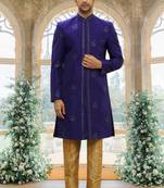 Men's blue embroidered sherwani