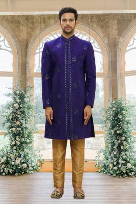 Men's blue embroidered sherwani 2