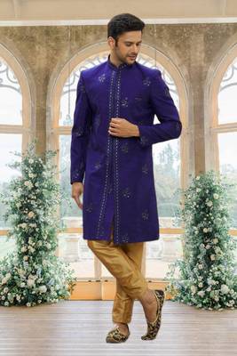 Men's blue embroidered sherwani 3
