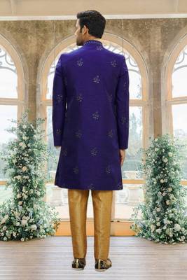 Men's blue embroidered sherwani 4