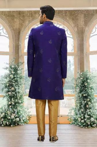 Men's blue embroidered sherwani