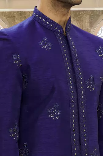 Men's blue embroidered sherwani