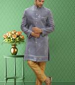 Men's grey embroidered sherwani
