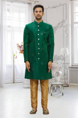 Men's green embroidered sherwani 2