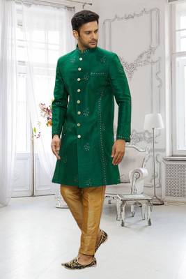 Men's green embroidered sherwani 3