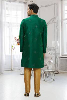 Men's green embroidered sherwani 4