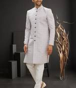 Men's cream woven sherwani