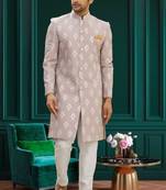 Men's purple woven sherwani
