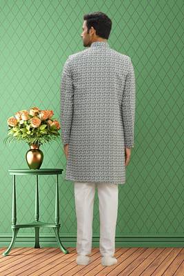 Men's cream printed sherwani 4