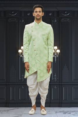 Men's light green printed indo western sherwani 2