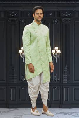 Men's light green printed indo western sherwani 3