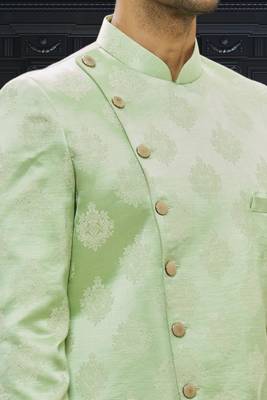 Men's light green printed indo western sherwani 5