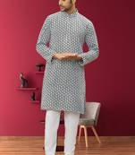 Men's black embroidered kurta pajama