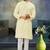 Men's light yellow embroidered kurta pajama