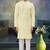 Men's light yellow embroidered kurta pajama