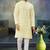 Men's light yellow embroidered kurta pajama