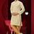 Men's light yellow embroidered kurta pajama