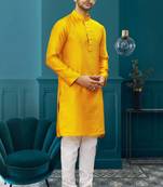 Men's yellow woven kurta pajama