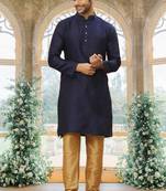 Men's blue woven kurta pajama