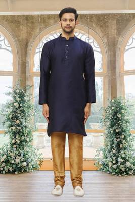 Men's blue woven kurta pajama 2