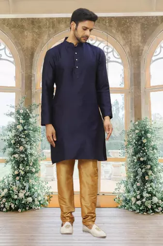Men's blue woven kurta pajama