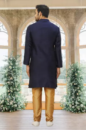 Men's blue woven kurta pajama