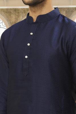 Men's blue woven kurta pajama 5