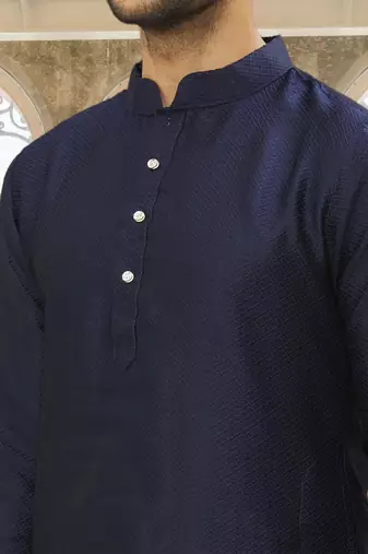 Men's blue woven kurta pajama