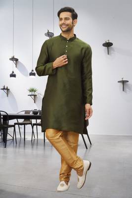 Men's green woven kurta pajama 1