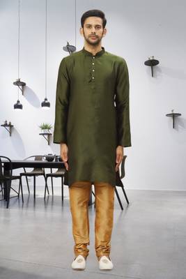 Men's green woven kurta pajama 2