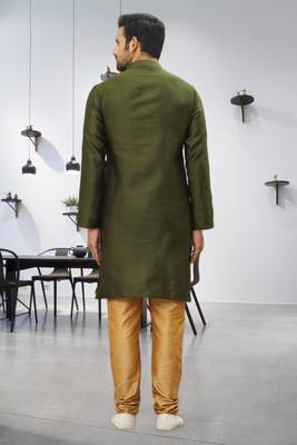 Men's green woven kurta pajama 4