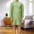 Men's light green woven kurta pajama