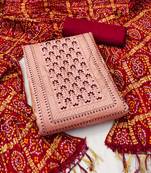 Peach Coco silk blend Sequins Work Unstitched Dress Material