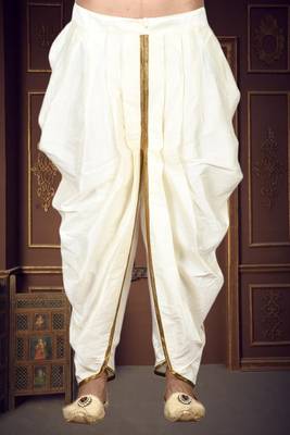 Men's cream woven dhoti kurta 2