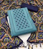 Sky Blue Coco silk blend Sequins Work Unstitched Dress Material