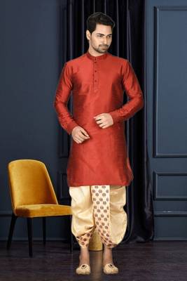 Men's sky blue plain dhoti kurta 1