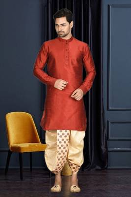 Men's sky blue plain dhoti kurta 2