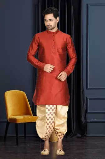 Men's sky blue plain dhoti kurta