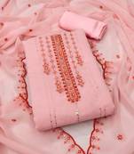 Peach Georgette Embroidered Unstitched Dress Material