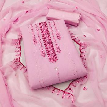 Pink Georgette Embroidered Unstitched Dress Material 1