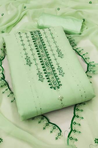 Pista Georgette Embroidered Unstitched Dress Material
