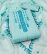 Sky Blue Georgette Embroidered Unstitched Dress Material