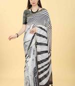 Silk Land  Black  Printed Cotton Blend Saree 