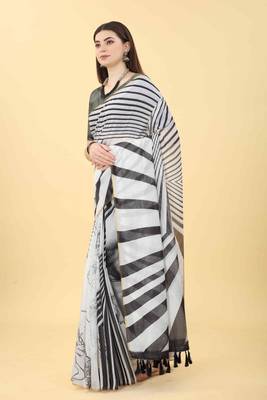 Silk Land  Black  Printed Cotton Blend Saree  2