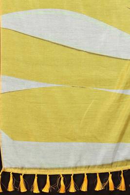 Silk Land  Yellow  Printed Cotton Blend Saree  3