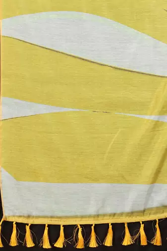 Silk Land  Yellow  Printed Cotton Blend Saree 