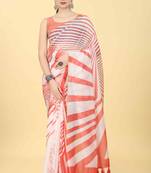 Silk Land  Red  Printed Cotton Blend Saree 